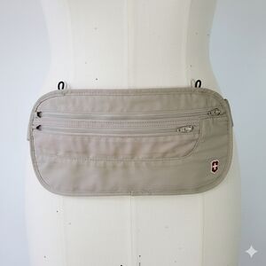 Victorinox 11x5" Belt Bag Tan Waist Money Pouch Travel Concealed Elastic Swiss